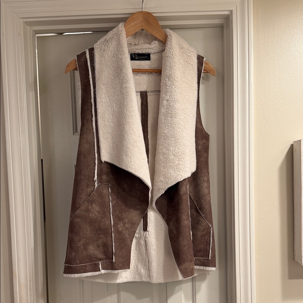 Brown and Cream Women's Vest